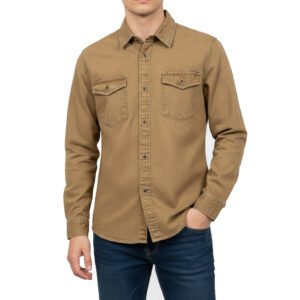 1 Pcs Denim Full Sleeve Double Poket- Brown